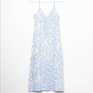 Pale Blue Zebra Print Midi Dress